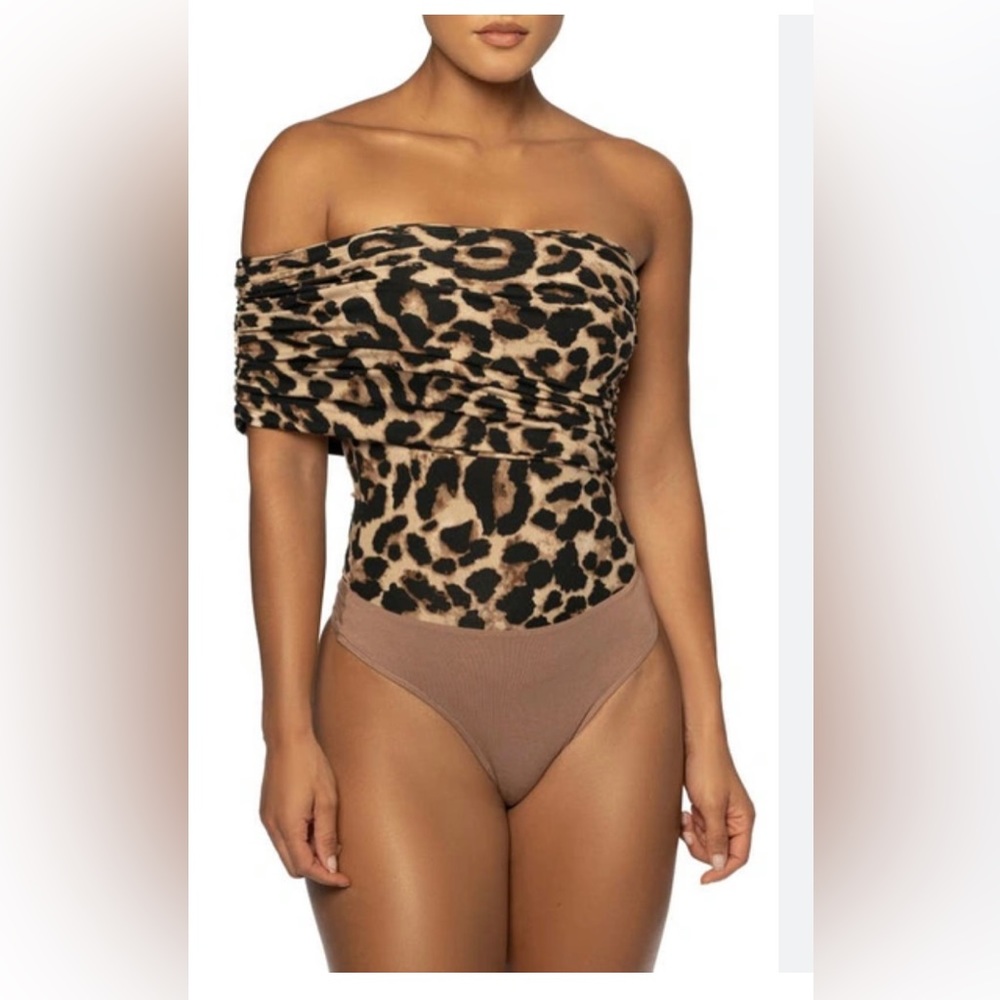 JLUXLABEL Leopard Veda One Shoulder Bodysuit Size Medium *Bodysuit Only